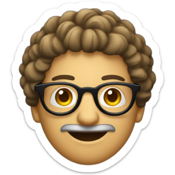 Personnage avec des cheveux noirs bouclés et des lunettes rondes sticker