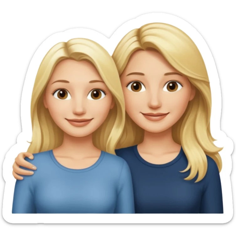 i want an emoji with 2 blonde girls like the movie "the holiday" They are not touching each other. One is Cameron Diaz, the tother Kate Winslet. They are friends.They have long hair. sticker
