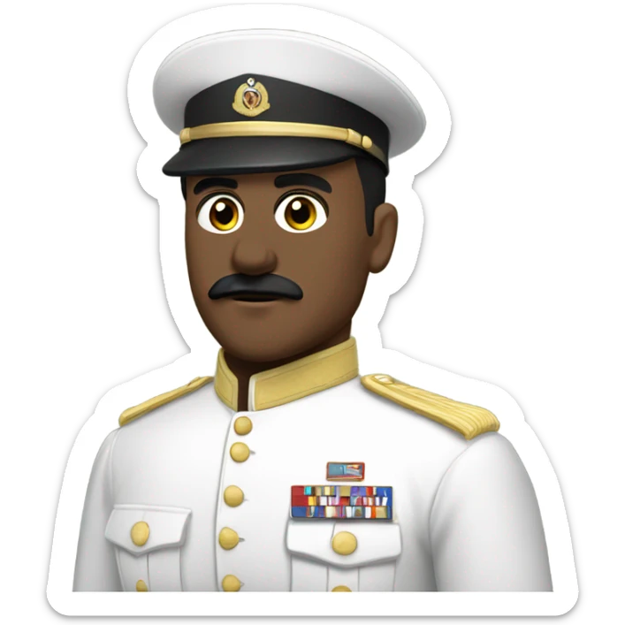 white general wearing black army uniform with black hair swiped to the side and a short black mustache  sticker