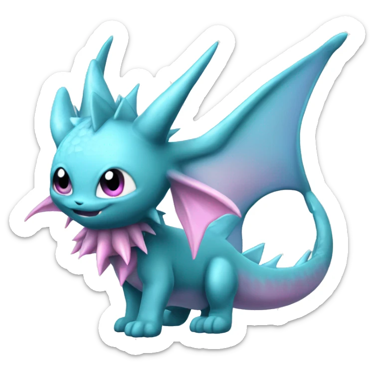 Pink Edgy Vaporeon dragon With Fins and spikes full body sticker