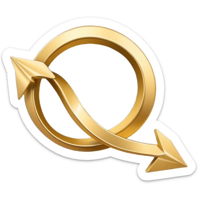 3D golden spiral arrow pointing upward, dynamic twist ribbon style, elegant metallic gold, smooth gradient lighting, realistic shadows, clean modern vector look, professional infographic design sticker