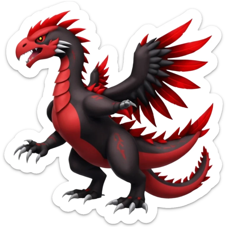 Darkrai-Groudon-Yveltal-Fakémon hybrid creature, full body, more Yveltal features sticker