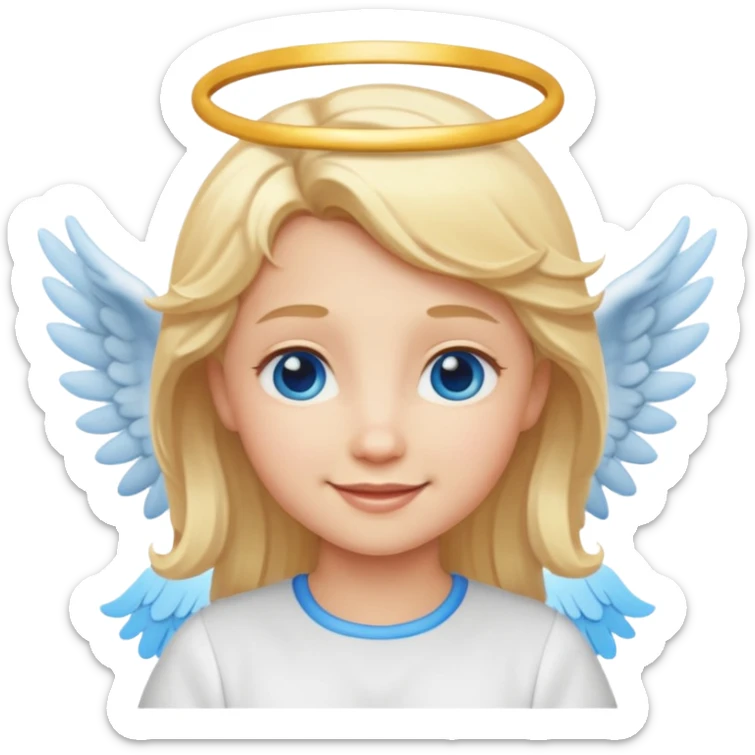 angel emoji blonde hair, blue eyes and smiling sticker