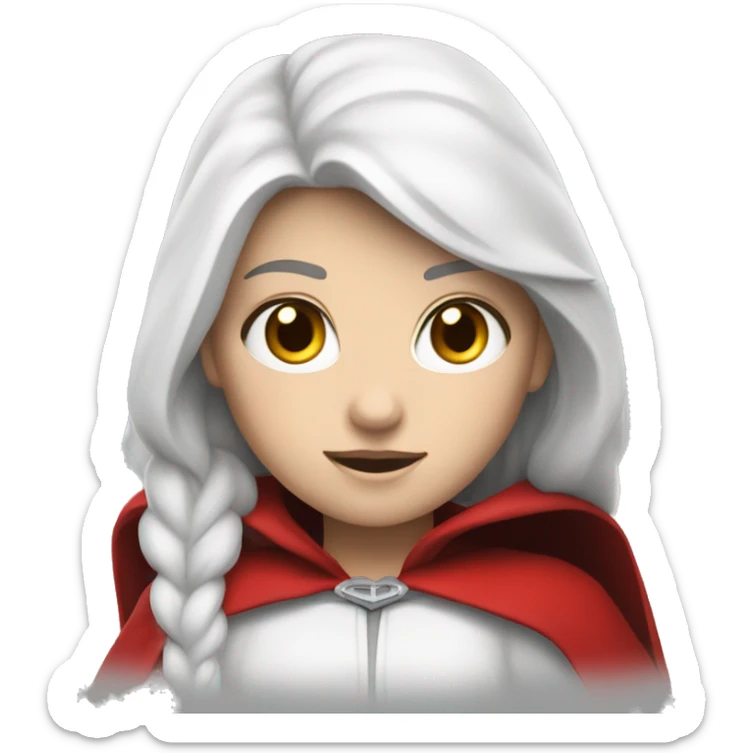 The white girl with white hair in the red cape and red hood. sticker