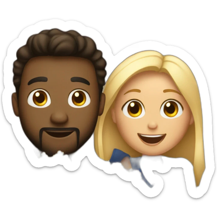 A husband and wife sharing a bucket of popcorn at a movie theater  sticker