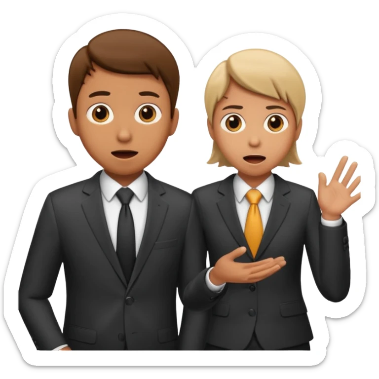 create a realistic emoji of a working person switching with another person. sticker
