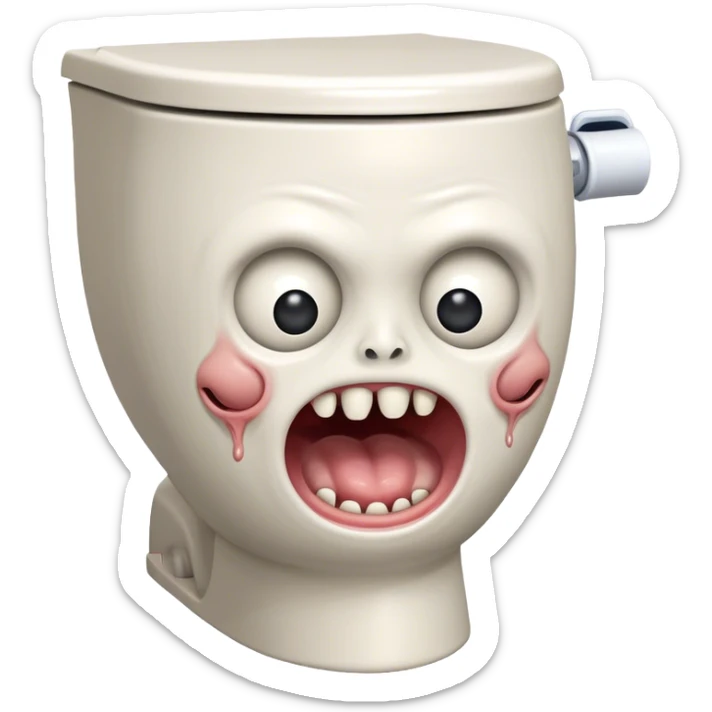 skibidi toilet  with weird head coming out of the toilet sticker