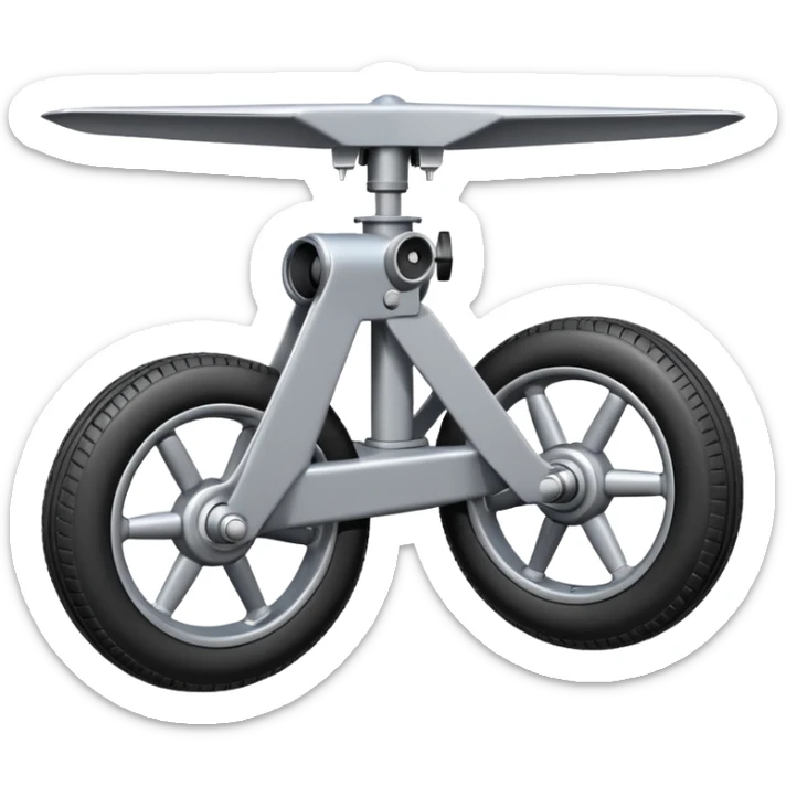 Emoji-style aircraft landing gear with a single wheel and strut, simplified design, clean lines, cartoon-like, isolated on white background, minimal shading sticker