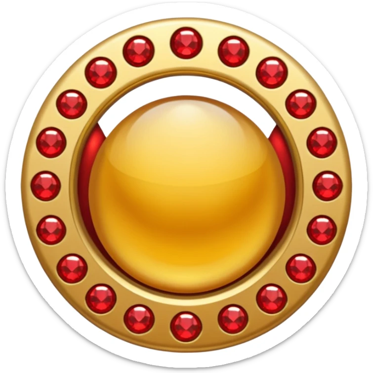 Golden circle with red gems sticker