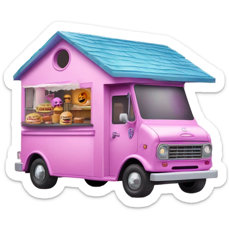 Barbie’s haunted dream house and food truck jeep sticker