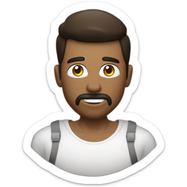 Un homme qui fait la pose comme si il était musclé. Un t-shirt Carhatt noir. Un ballon de basket. Il est développeur web. Il est brun avec la peau blanche et les yeux marrons sticker