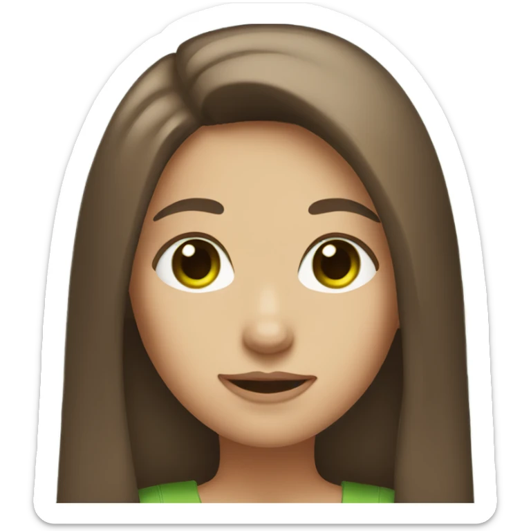 Girl with brown long straight hair and green eyes  sticker