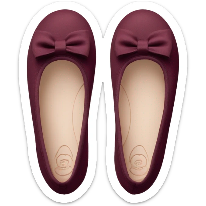 Chaussons ballerines isotoner avec noeud pour femme en tissu semelle du dessous en cuir de couleur bordeaux très féminine  sticker
