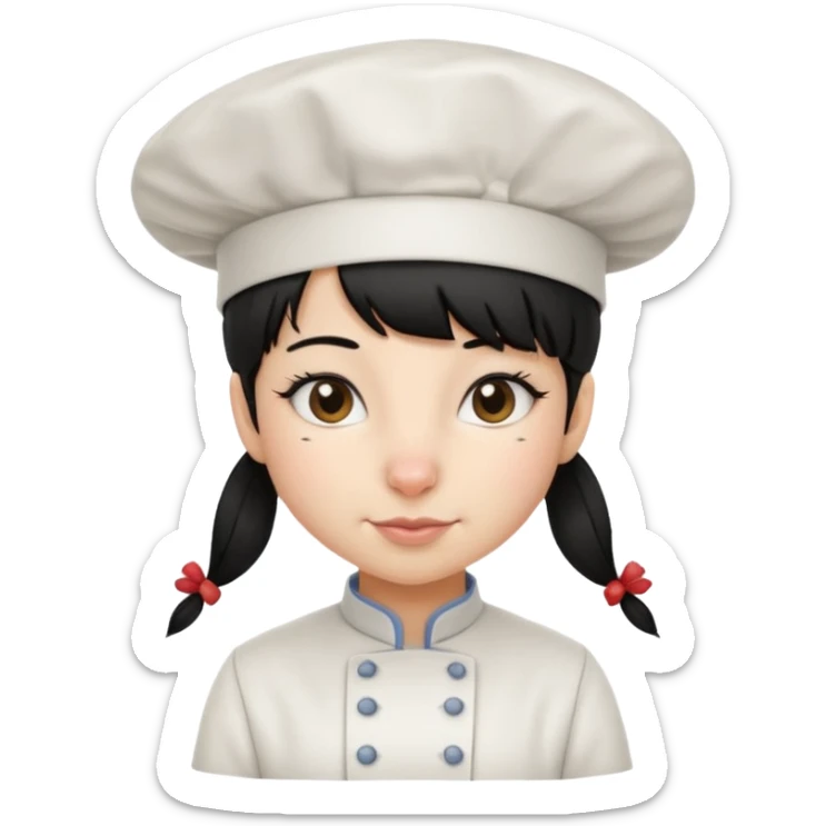 A girl rat with a fringe and chefs hat black hair sticker