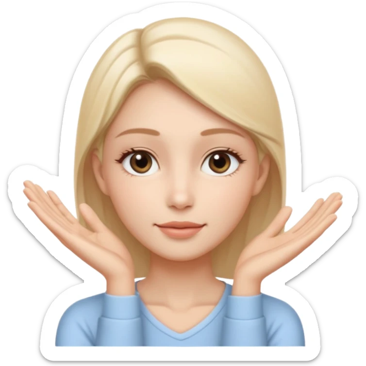 Minimal wellness-style emoji showing skin tightening,
a hand gently lifting and supporting facial skin upward,
subtle lifting gesture, smooth contours,
natural and calm look, non-medical, non-cosmetic,
no makeup, no injections, no surgery,
clean, modern, trustworthy wellness aesthetic sticker