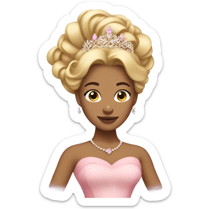 Princess with pink ballgown and big blonde hair updo pretty detailed realistic  sticker