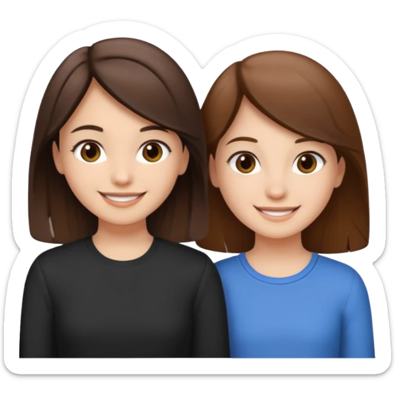 2 Besties g girls one dark brown hair one light brown hair sticker