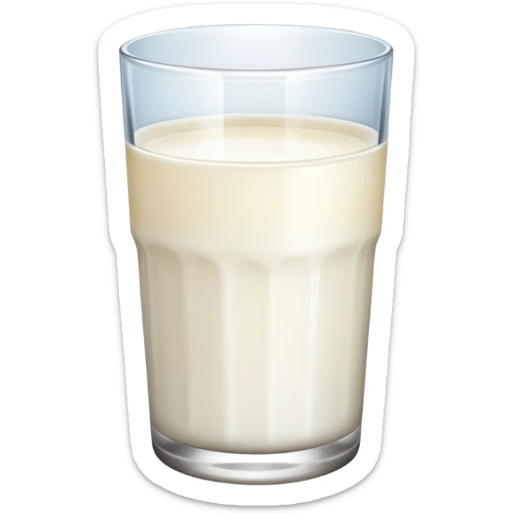 the drink is white, The bottom and mouth of the glass are the same width and There is only white liquid inside,photo realistic sticker