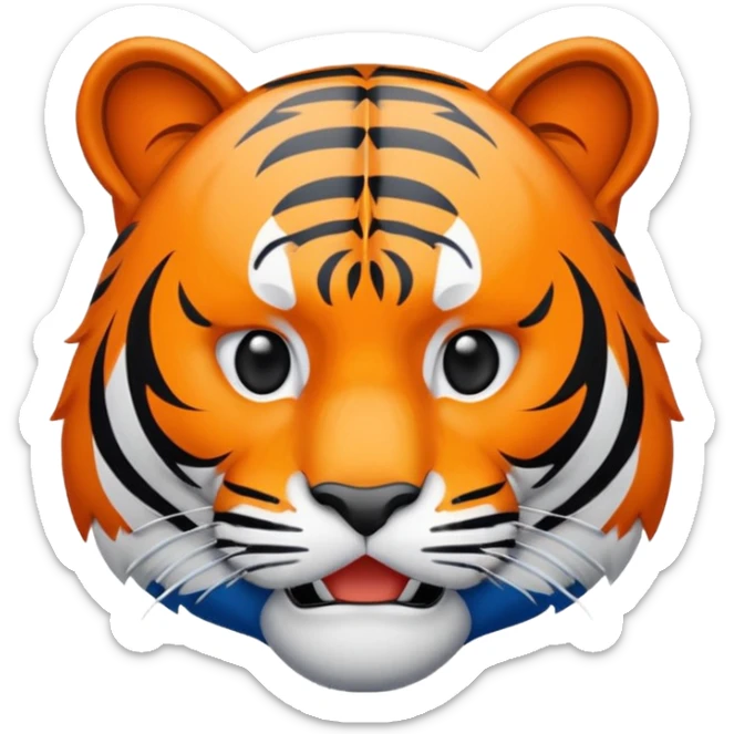 Tappara> i“Blue and orange hockey emoji celebrating victory, tiger mascot looking sad”lves sticker