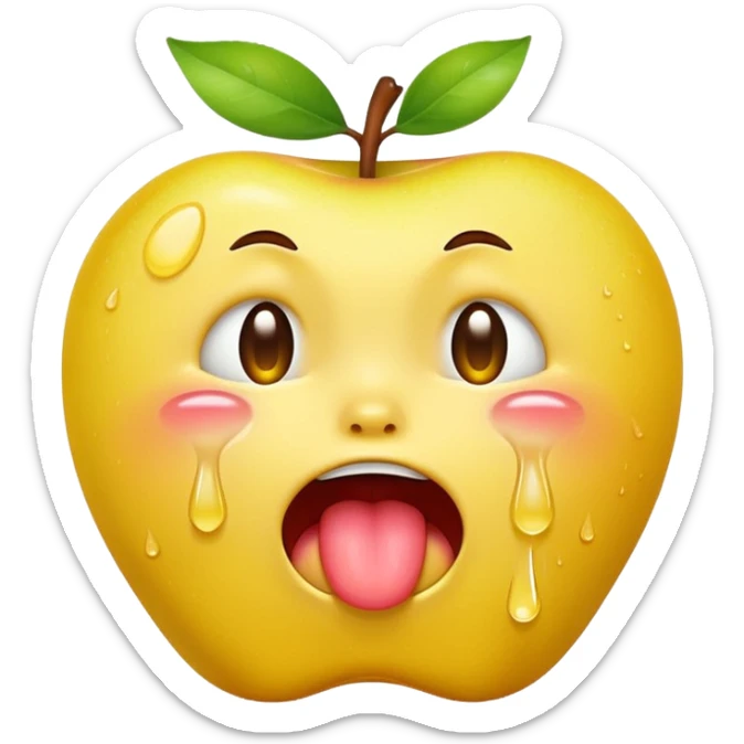 regular yellow apple emoji but it’s crying streams of tears and has its tongue out sticker