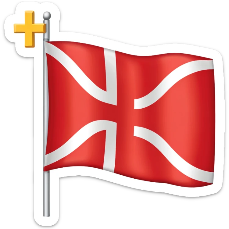 Make a flag emoji with the danish flag but with a yellow cross instead of white sticker