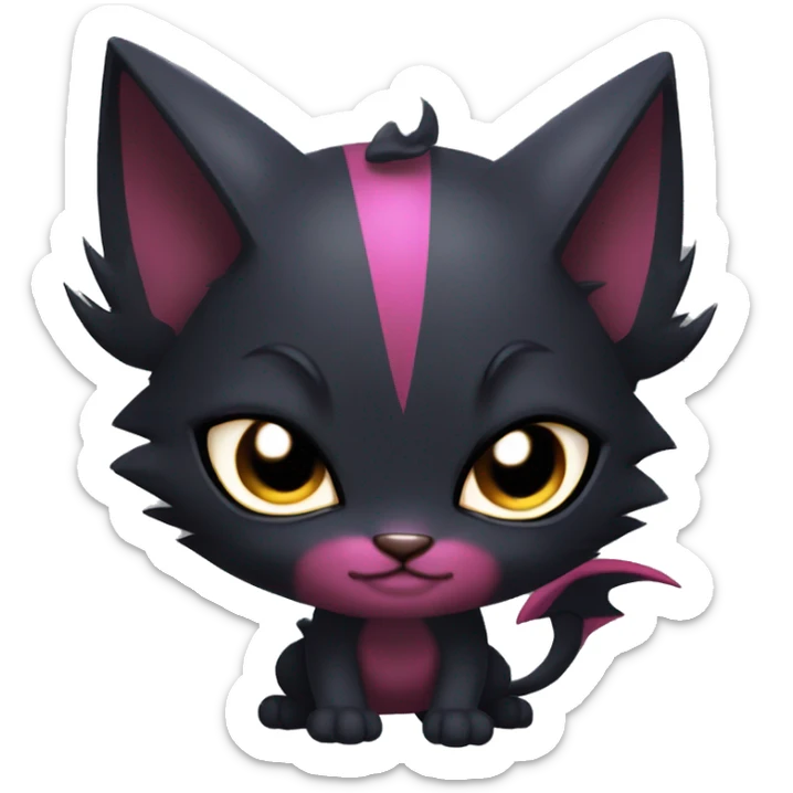 Cool Cute Edgy Black Dark Chibi Cat-Noibat-Noivern-Litten-Fakémon-hybrid sticker