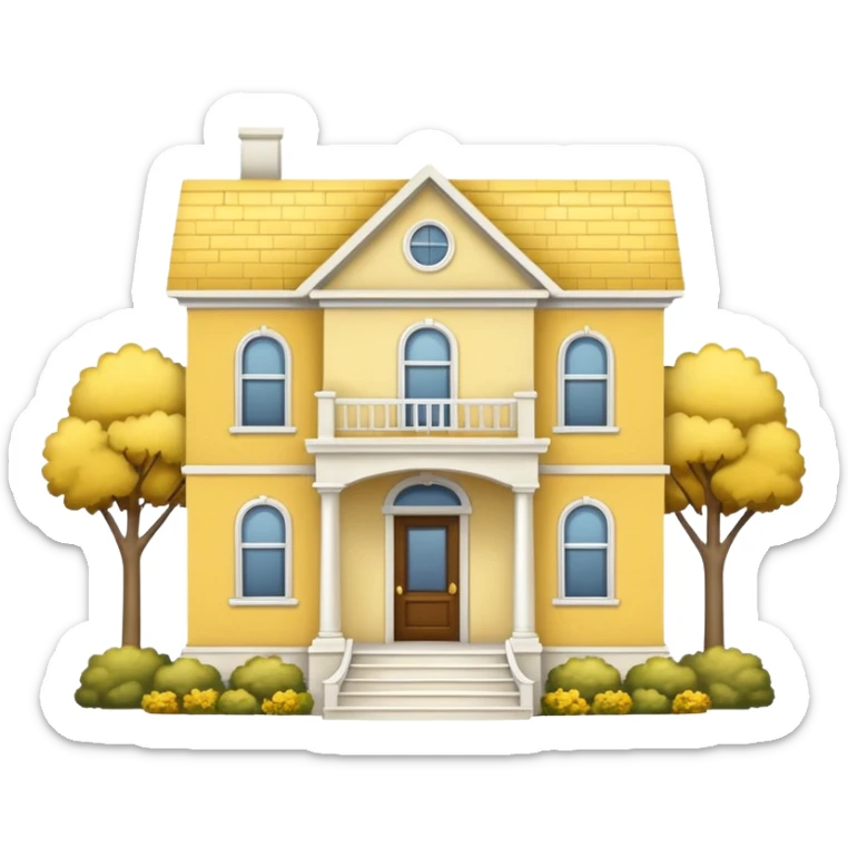 Yellow and white house  sticker