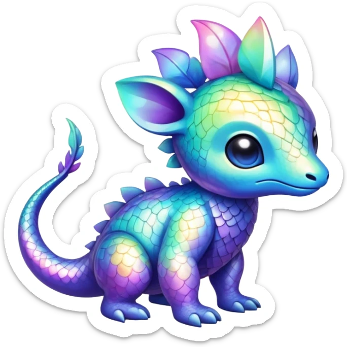 Exotic shiny rare epic cute Fionbri-creature, full body, with random markings sticker