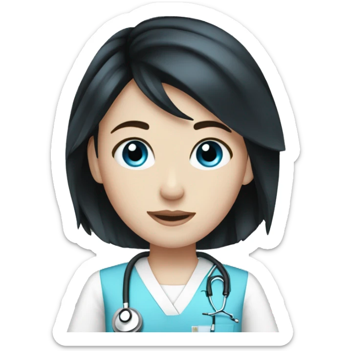 Nursing emoji girl pale skin black hair blue eyes  sticker