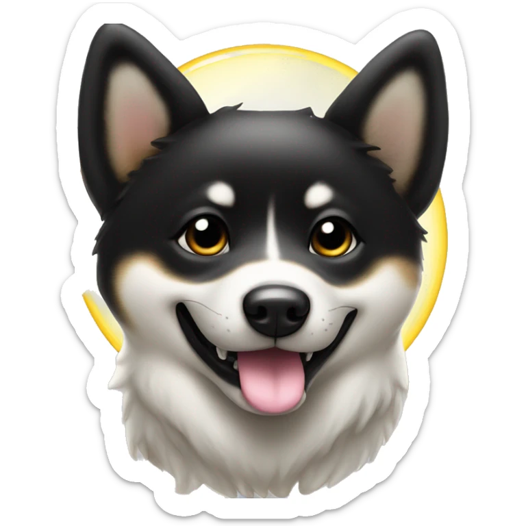 Black Shiba Inu angel | face | fantasy | halo | innocent | smiling face with halo sticker