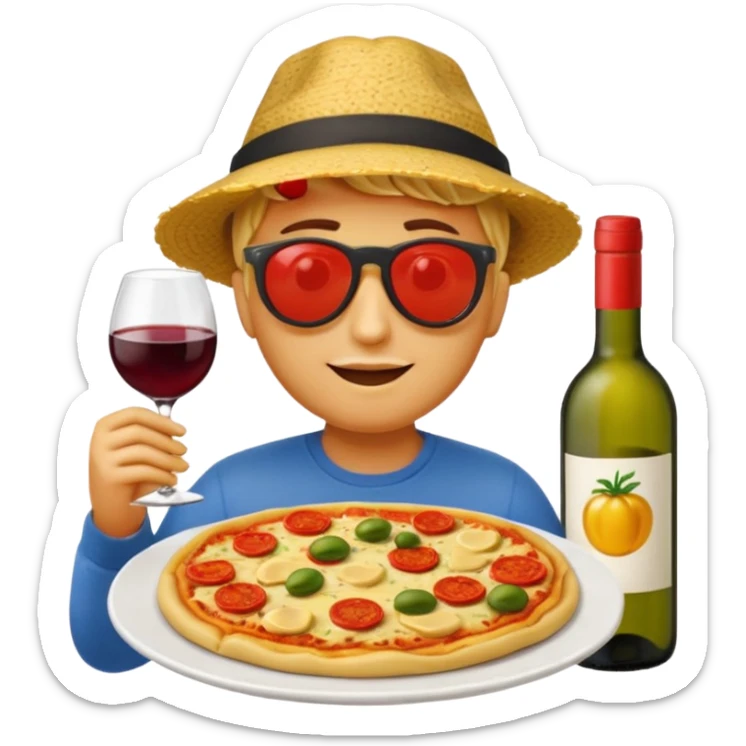 Italy theme, food and culture, colorful, emoji style sticker