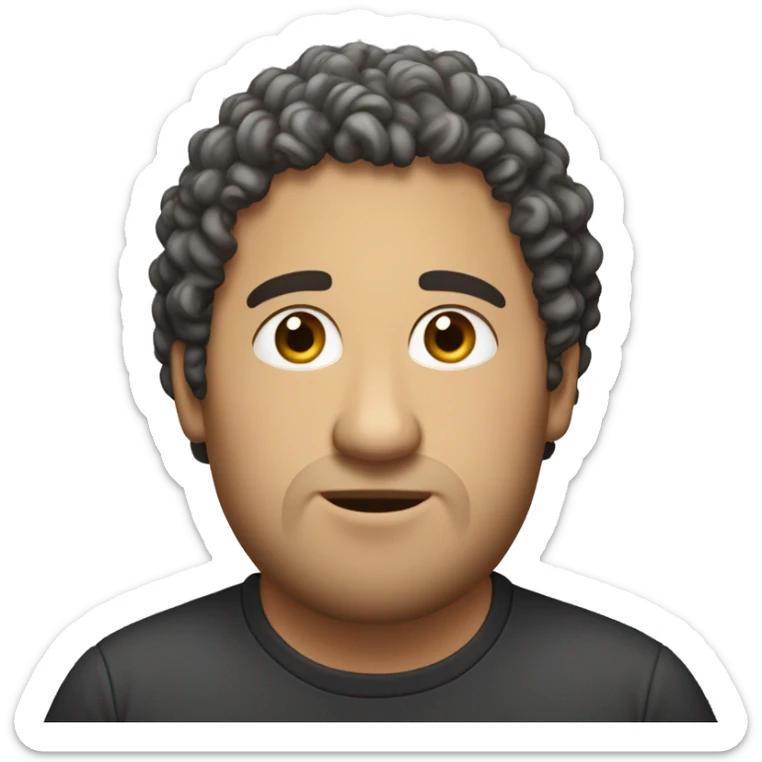 an emoji of an akouf : an akouf is a male in his twenties with curly hair and a little bit overweight. he has the face of a simple man who doesn't like to think sticker