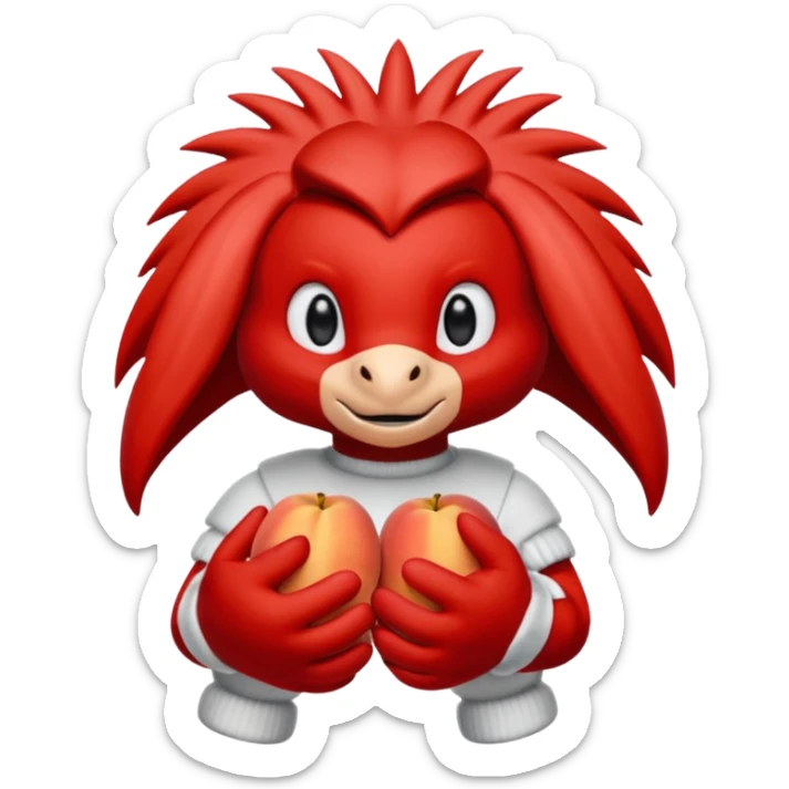 knuckles a red animal with peach arms and white mittens that have no fingers , he’s a echidna with red eyes sticker