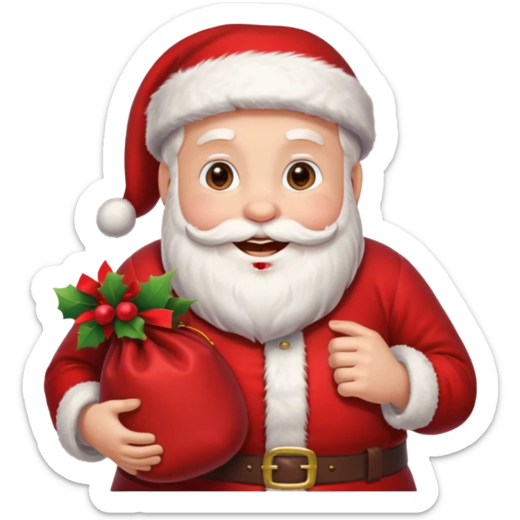 “Let Santa Claus smile with his bag in his hand; let the background be pure white.” sticker