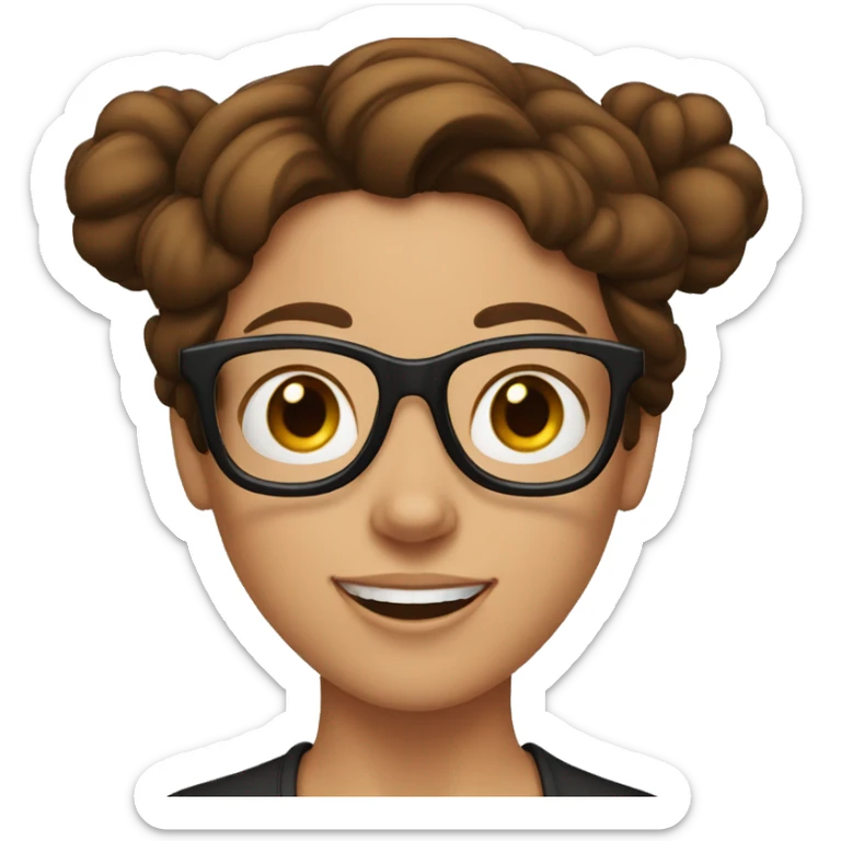 brown haired woman with mickey ears. honey-colored eyes and glasses with black frames. Super excited sticker