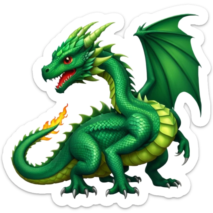 I need a character for an educational geography course in the style of a dragon that roars with fire green  sticker