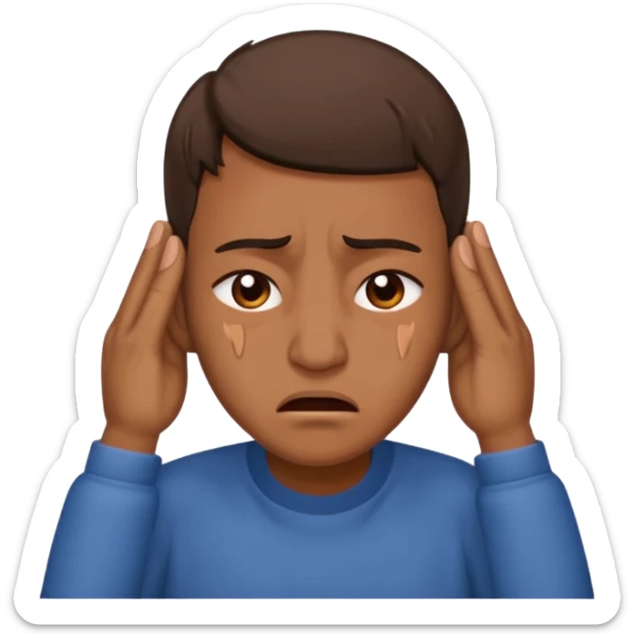 person covering ears, wincing in pain because the sound is terribly loud sticker