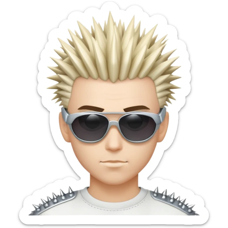 cyber y2k guy with futuristic sunglasses and spiky hair sticker