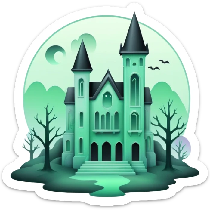 Ghostly Pastel Black Green White Spectral Gloomy Dusky Dystopian Apocalyptic Aesthetic Scenery Deco sticker