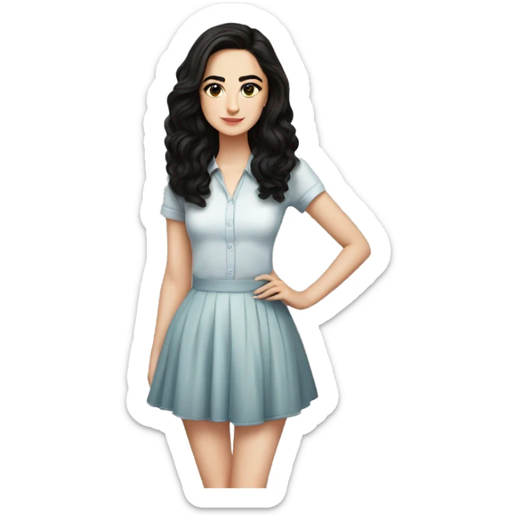 Hania amir, teen, full body, aesthetic, well detailed, black hair, in a short dress sticker
