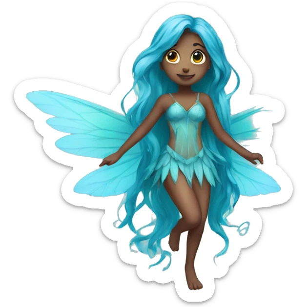 Beautiful, fairy, blue, turqoise, long hair, big wings sticker
