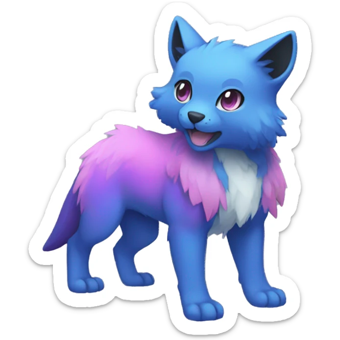 Cute cool black blue purple pink animal hybrid Fakemon full body sticker