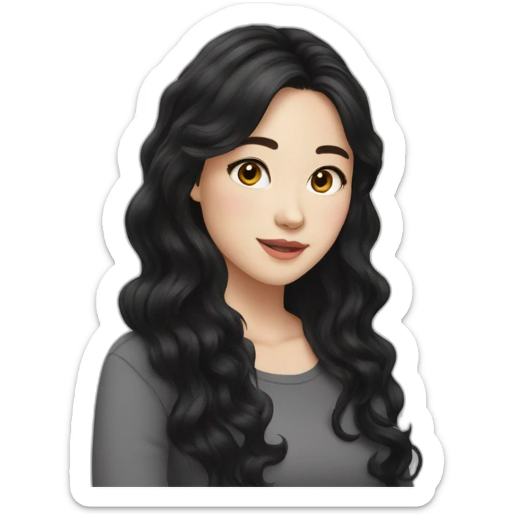 Beautiful girl,Black hair,wavy hair，long hair,White skin,oval face,Black eyes,Chinese sticker