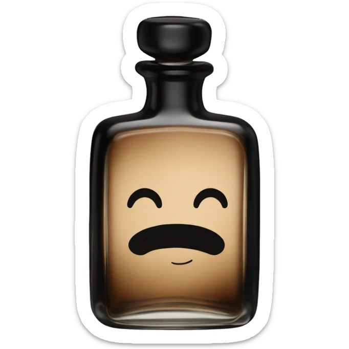 English vintage glass perfume bottle, old and shabby, stylish and minimalistic, black and brown sticker