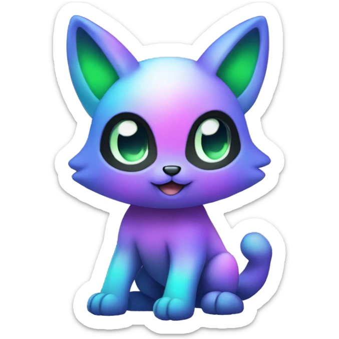Cute cool black nebula fading green blue purple pink gradient animal hybrid Fakemon full body sticker
