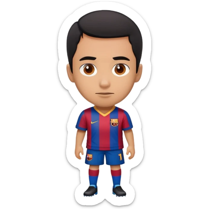 A person wearing Barcelona jersey and have short haircut with black hair  sticker