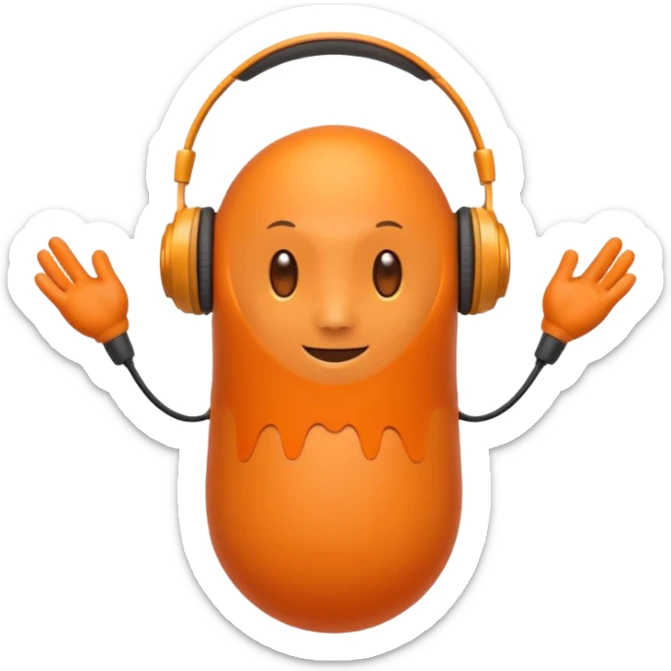 Orange round head with a Orange cone body and without arms and legs with orange antennae and headphones sticker
