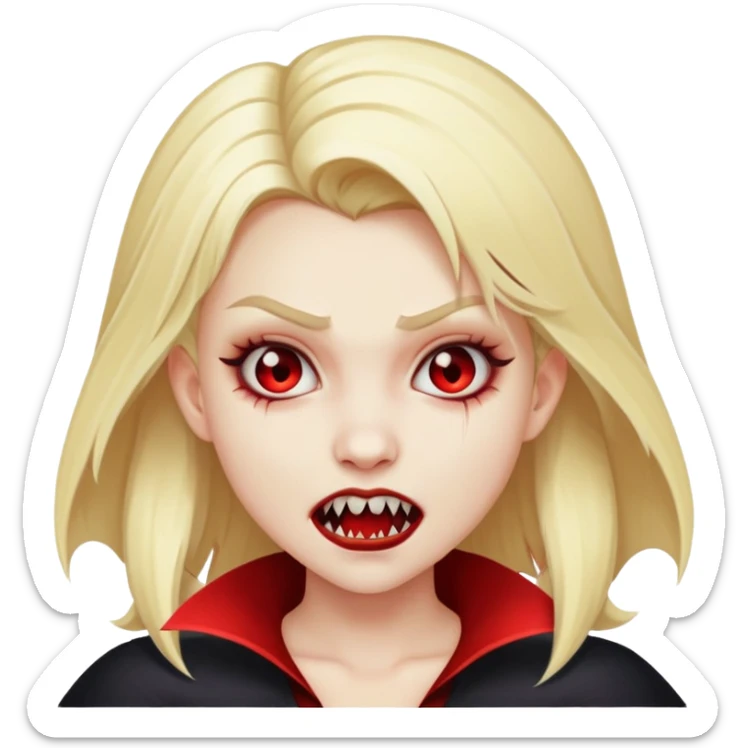 teenage vampire girl with blonde hair and white skin sticker