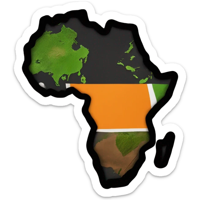 Orange African continent. The word “MALIK” in black in the middle of the continent sticker