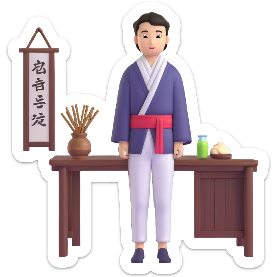 Japanese male high school student staying at traditional inn during school trip sticker